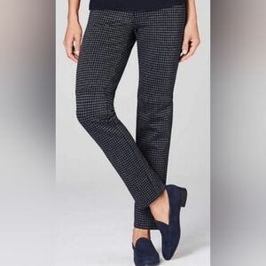 J. Jill Black and White Checkered Pants Ponte Stretchy Pull-on